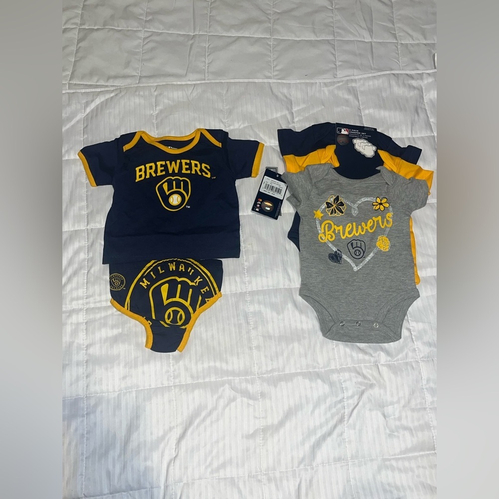 Milwaukee Brewers  Creeper Set Infant Baby Bodysuit 3/6 6/9M  MLB Baseball NEW​